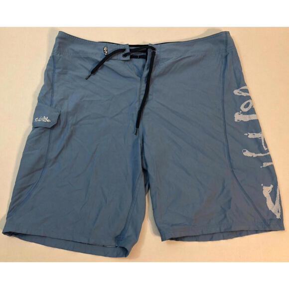 Salt Life SLX-QD Sz 38 Quick Dry Men's Board Shorts Light Blue Skull Print - Picture 1 of 16